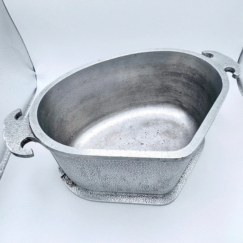Vintage Guardian Service Pewter Aluminum Heart Shaped‎ Bowl w Handles